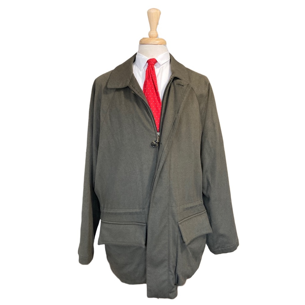 RARE Loro Piana Cashmere Olive Green Storm System XL Jacket Parka Coat Horsey